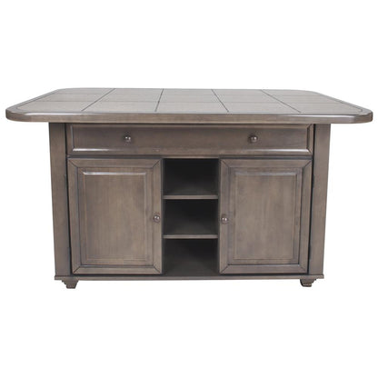 Sunset Trading - Shades of Gray 3 Piece Kitchen Island Set  - Weathered Gray with Graystone Tile Top - CY-KIT2-B200-AG3P veiw 4
