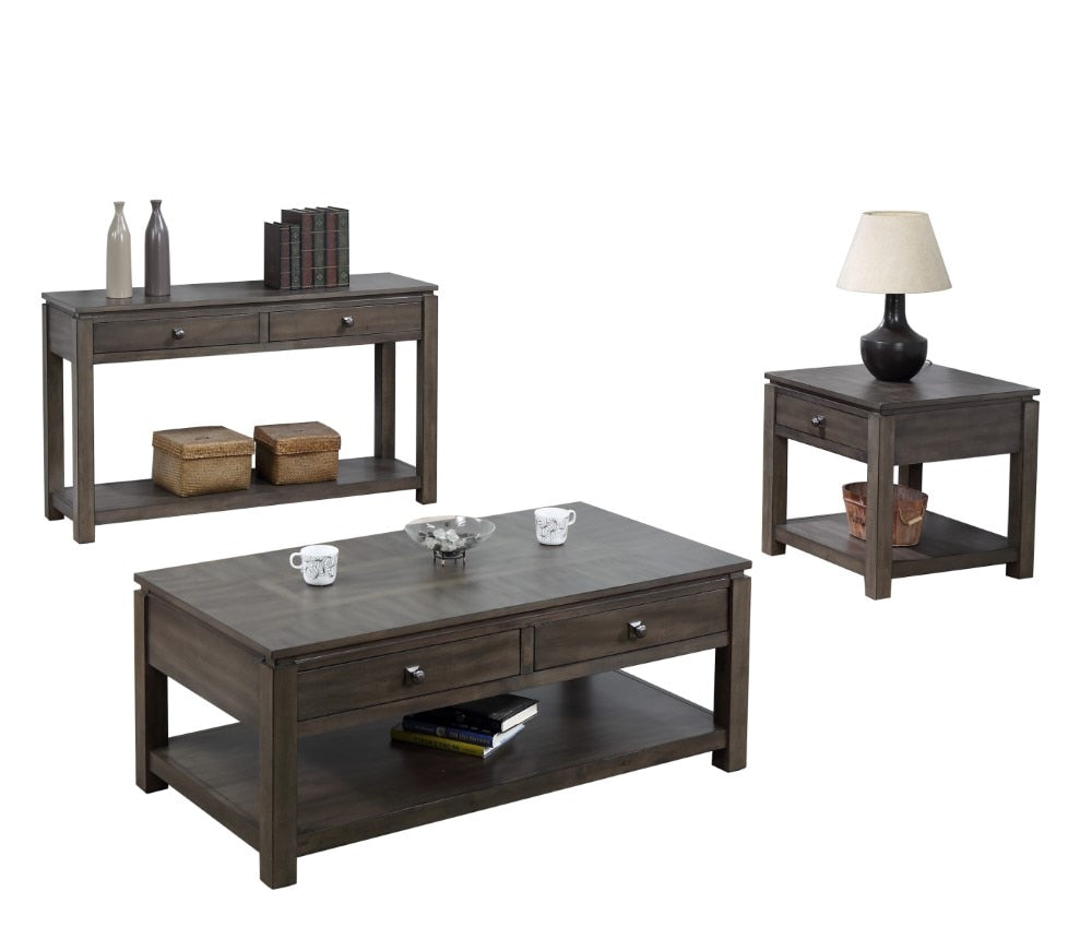 Sunset Trading - Shades Of Gray 3 Piece Living Room Table Set With Drawers And Shelves - DLU-EL1602-04-08 veiw 2
