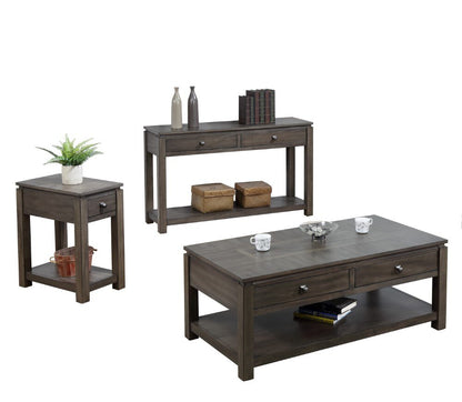 Sunset Tradingshades Of Gray 3 Piece Living Room Table Set With Drawers And Shelves - DLU-EL1603-04-08 veiw 2