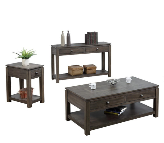 Sunset Tradingshades Of Gray 3 Piece Living Room Table Set With Drawers And Shelves - DLU-EL1603-04-08 veiw 2