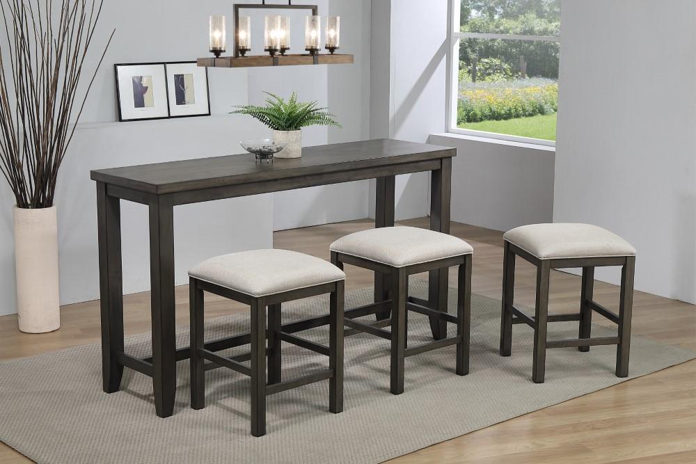 Sunset Trading - Shades of Gray 4 Piece Small Pub Table Set - Sofa Console with Stools - Rectangular - DLU-EL6518-4PC veiw 3