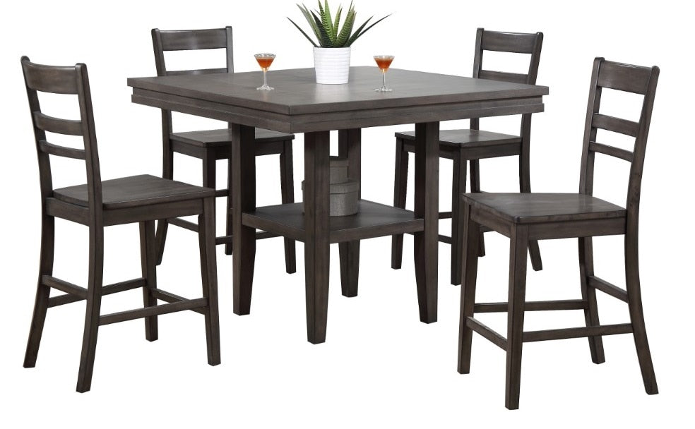 Sunset Trading - Shades Of Gray 5 Piece Square Pub Table Set With Storage Shelf - DLU-EL4545C-B200-5PC veiw 1