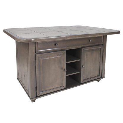 Sunset Trading - Shades of Gray Kitchen Island  - Weathered Gray with Graystone Tile Top - CY-KIT2-AG veiw 1