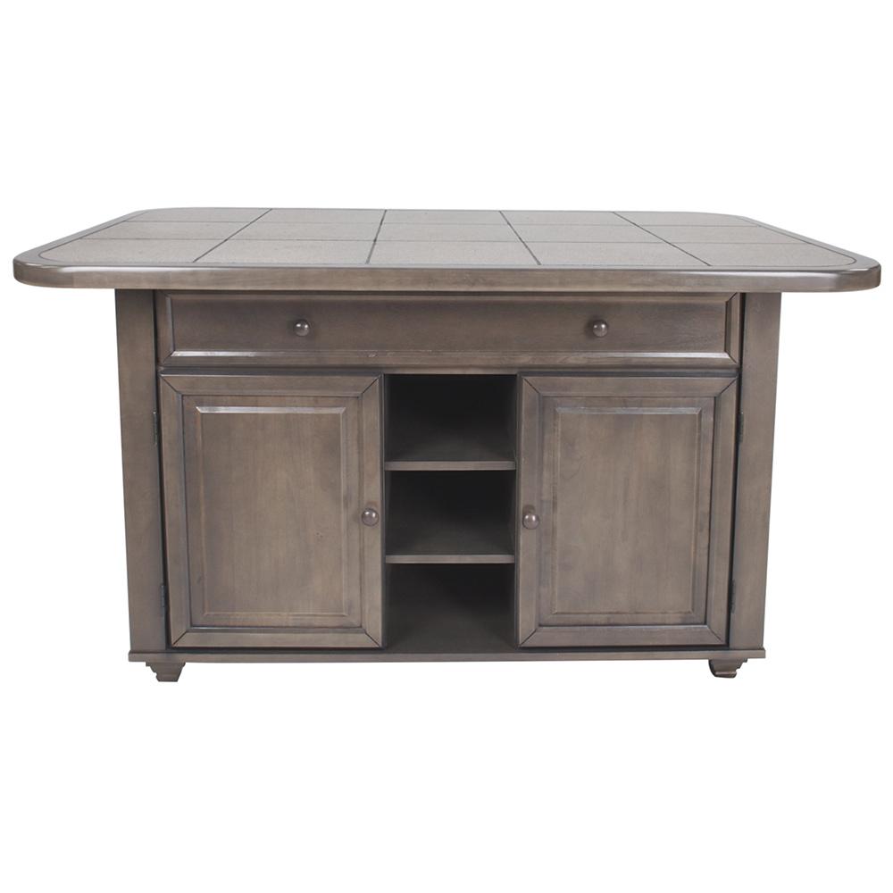 Sunset Trading - Shades of Gray Kitchen Island  - Weathered Gray with Graystone Tile Top - CY-KIT2-AG veiw 5