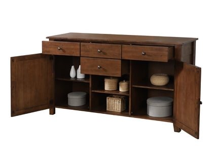 Sunset Trading - Simply Brook 10 Piece Rectangular Extendable Dining Set - 4 Size Table - Upholstered Chair - Sideboard Buffet - Amish Brown - DLU-BR134-C85AMSB10P veiw 2