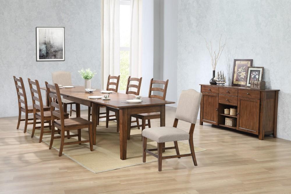 Sunset Trading - Simply Brook 10 Piece Rectangular Extendable Dining Set - 4 Size Table - Upholstered Chair - Sideboard Buffet - Amish Brown - DLU-BR134-C85AMSB10P veiw 4