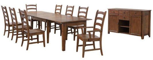 Sunset Trading - Simply Brook 10 Piece Rectangular Extendable Table Dining Set Sideboard Amish Brown - DLU-BR134-AMSB10PC veiw 1