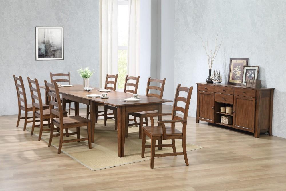 Sunset Trading - Simply Brook 10 Piece Rectangular Extendable Table Dining Set Sideboard Amish Brown - DLU-BR134-AMSB10PC veiw 2