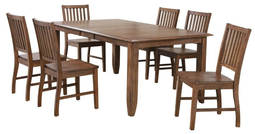 Sunset Trading - Simply Brook 7 Piece Extendable Table Dining Set 6 Slat Back Chairs Amish Brown - DLU-BR4272-C60-AM7PC veiw 1