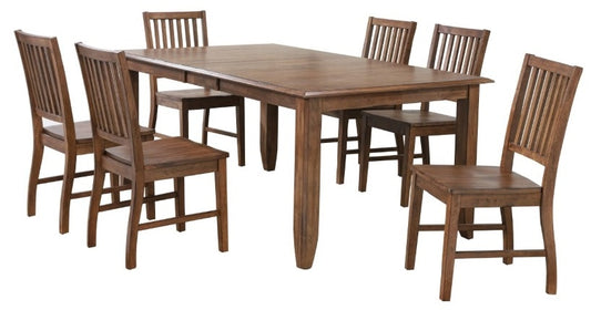 Sunset Trading - Simply Brook 7 Piece Extendable Table Dining Set 6 Slat Back Chairs Amish Brown - DLU-BR4272-C60-AM7PC veiw 1