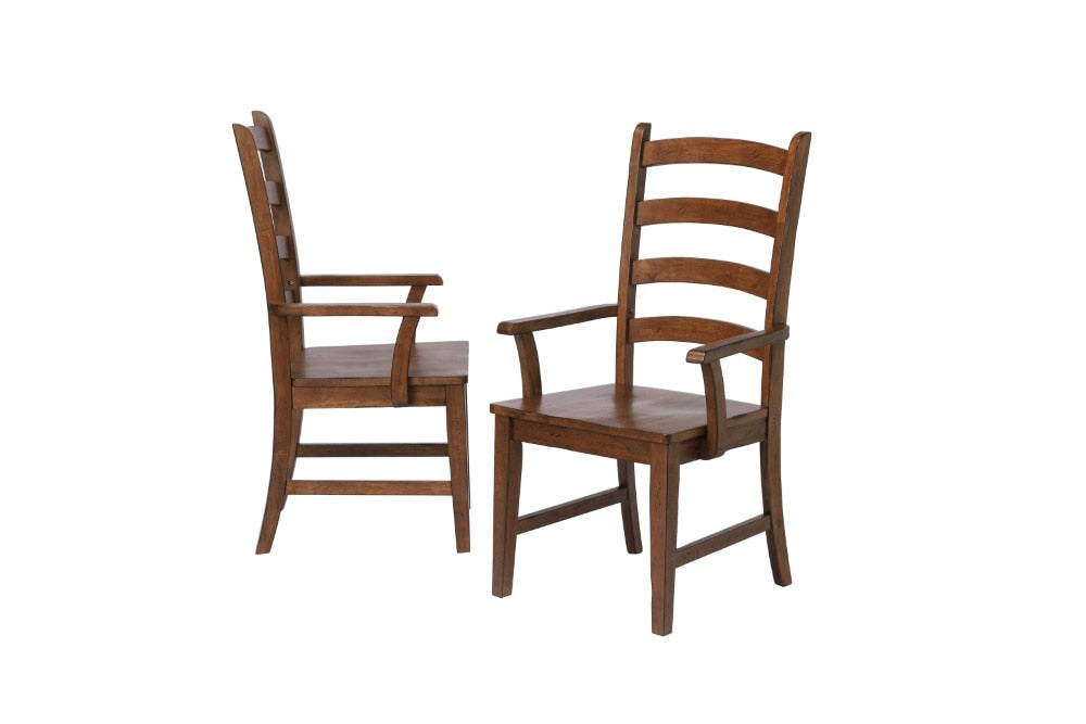 Sunset Trading - Simply Brook Ladder Back Dining Arm Chair Amish Brown (Set of 2) - DLU-BR-C80A-AM-2 veiw 3