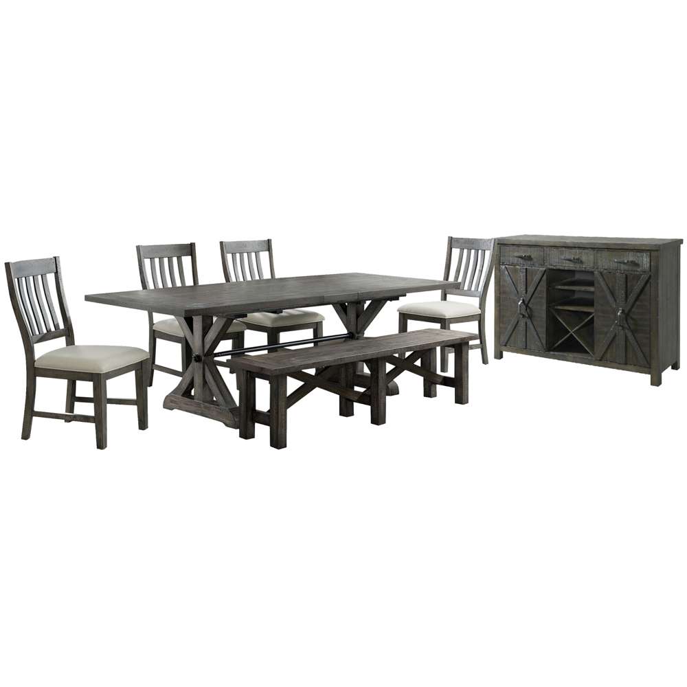 Sunset Trading -  Trestle 7 Piece Dining Set with Bench  - ED-SK100-170BNSR-7P veiw 1