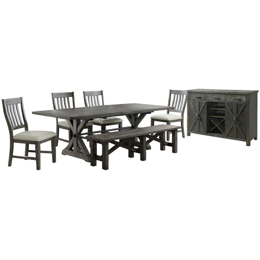 Sunset Trading -  Trestle 7 Piece Dining Set with Bench  - ED-SK100-170BNSR-7P veiw 1
