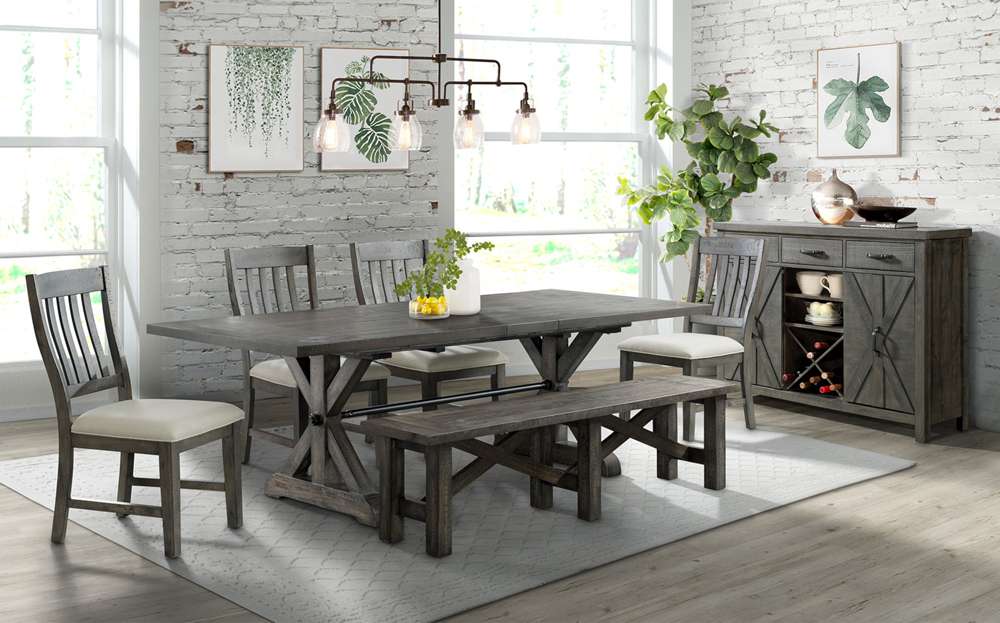 Sunset Trading -  Trestle 7 Piece Dining Set with Bench  - ED-SK100-170BNSR-7P veiw 5