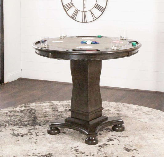 Sunset Trading - Vegas 42in Round Counter Height Dining, Chess and Poker Table - Reversible 3 in 1  Game Top - Distressed Gray Wood - CR-87711-TCB veiw 2