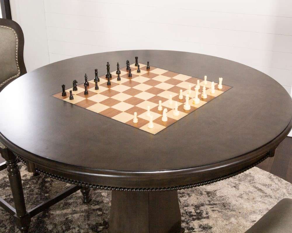 Sunset Trading - Vegas 42in Round Counter Height Dining, Chess and Poker Table - Reversible 3 in 1  Game Top - Distressed Gray Wood - CR-87711-TCB veiw 5