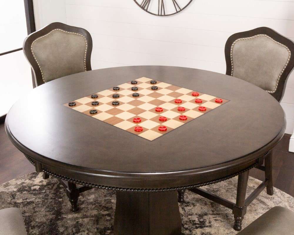 Sunset Trading - Vegas 42in Round Counter Height Dining, Chess and Poker Table - Reversible 3 in 1  Game Top - Distressed Gray Wood - CR-87711-TCB veiw 6