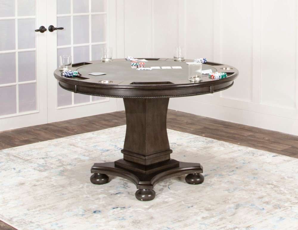 Sunset Trading - Vegas Dining and Poker Table - Reversible Game Top - Gray Wood - CR-87711-TB veiw 4