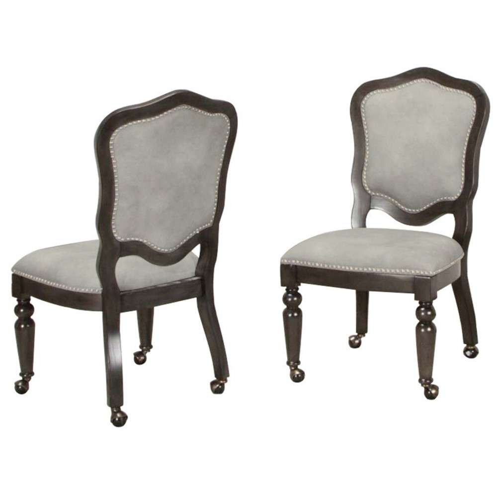 Sunset Trading - Vegas Gaming and Dining Chair - Distressed Gray Wood - Nailheads - Casters (Set of 2) - CR-87711-2 veiw 1