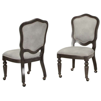 Sunset Trading - Vegas Gaming and Dining Chair - Distressed Gray Wood - Nailheads - Casters (Set of 2) - CR-87711-2 veiw 1