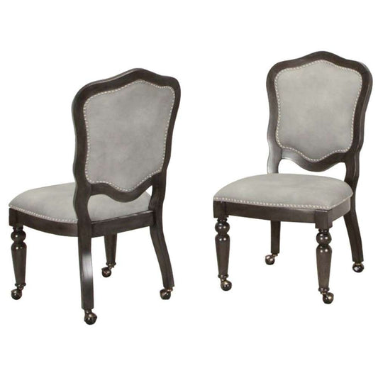 Sunset Trading - Vegas Gaming and Dining Chair - Distressed Gray Wood - Nailheads - Casters (Set of 2) - CR-87711-2 veiw 2