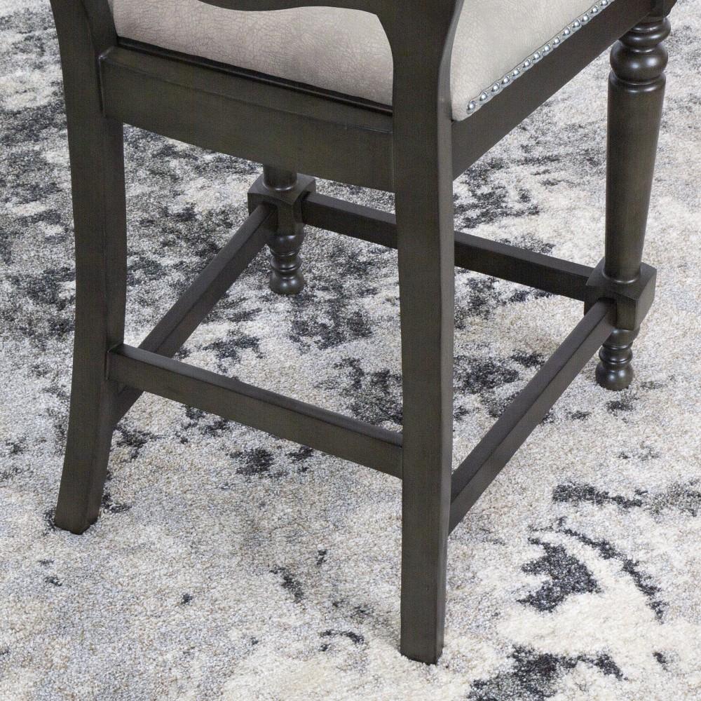 Sunset Trading - Vegas Gaming and Dining Chair - Distressed Gray Wood - Nailheads - Casters (Set of 2) - CR-87711-2 veiw 5