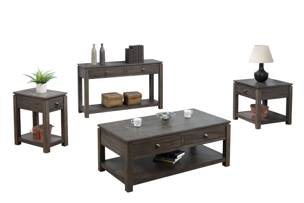 Sunset Trading- Shades Of Gray Coffee Console And End Table Set With Drawers And Shelves - DLU-EL1602-03-04-08 veiw 2