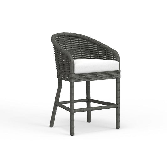 Sunset West - Cabo Barstool in Soothe Pearl w/ Flange Welt - Dark Wood - SW8001-7B-PRL-STKIT view 1