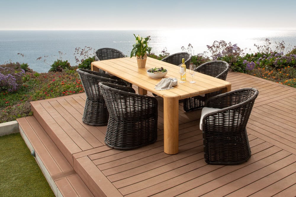Sunset West - Cabo Dining Chair in Soothe Pearl w/ Flange Welt - Dark Wood - SW8001-1-PRL-STKIT view 5