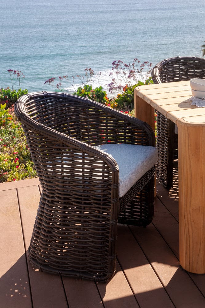 Sunset West - Cabo Dining Chair in Soothe Pearl w/ Flange Welt - Dark Wood - SW8001-1-PRL-STKIT view 7