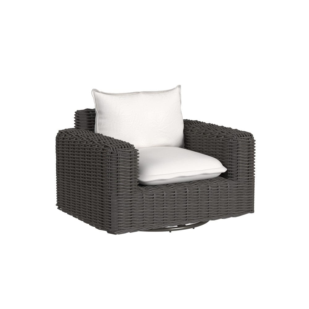 Sunset West - Cabo Oversized Swivel Club Chair in Soothe Pearl w/ Flange Welt - Dark Wood - SW8001-215S-PR-STKIT view 1