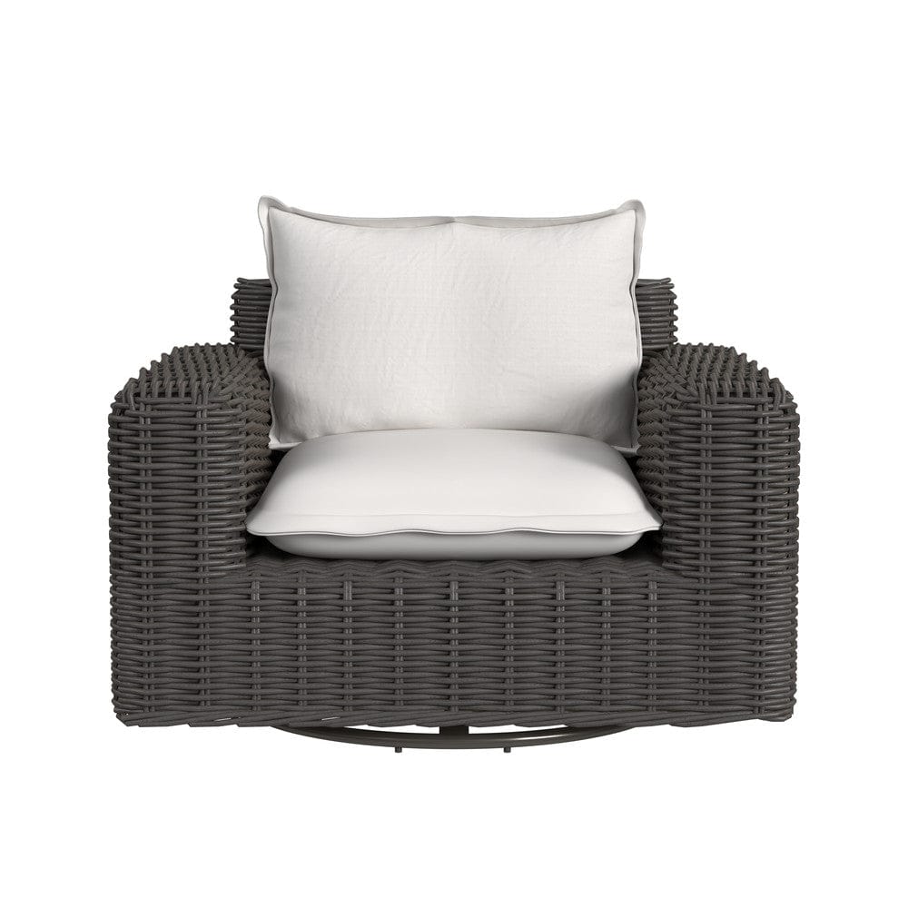 Sunset West - Cabo Oversized Swivel Club Chair in Soothe Pearl w/ Flange Welt - Dark Wood - SW8001-215S-PR-STKIT view 2