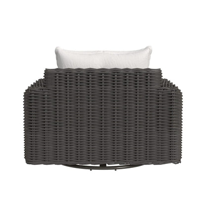 Sunset West - Cabo Oversized Swivel Club Chair in Soothe Pearl w/ Flange Welt - Dark Wood - SW8001-215S-PR-STKIT view 4