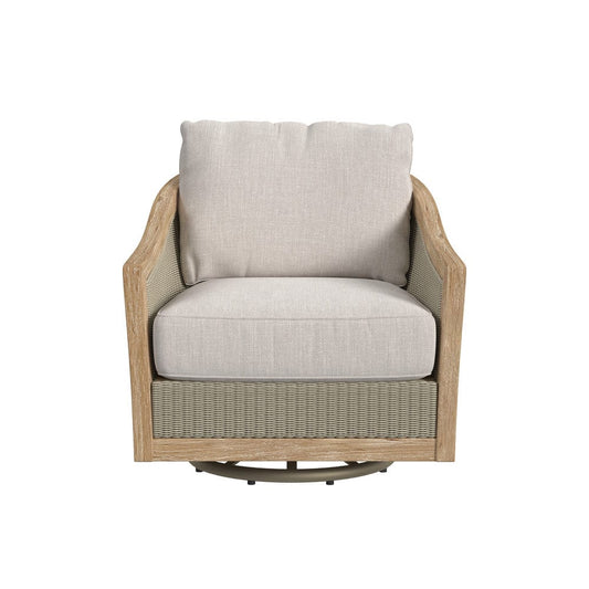 Sunset West - Cambria Swivel Club Chair in Canvas Canvas w/ Self Welt - Light Wood - SW5801-21S-CAN-STKIT view 2