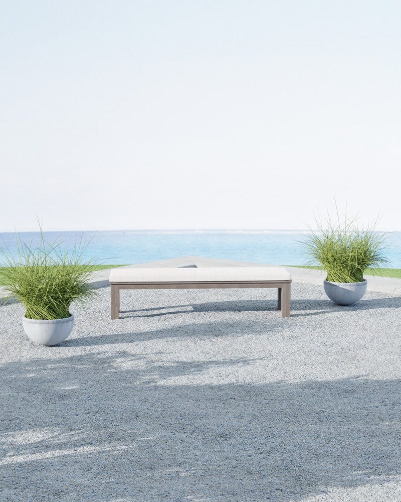 Sunset West - Coastal Teak Dining Bench in Canvas Canvas, No Welt - Light Wood - SW5501-BNC-CAN-STKIT view 4