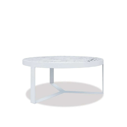 Sunset West - Bazaar - Contemporary 38in Round Coffee Table, Frost Finish with Carrara Marble Top - SW4705-CT_CLOSEOUT veiw 1