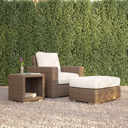 Sunset West - Coronado Ottoman in Canvas Skyline w/ Self Welt - Browns - SW2101-OTT-14091 view 4