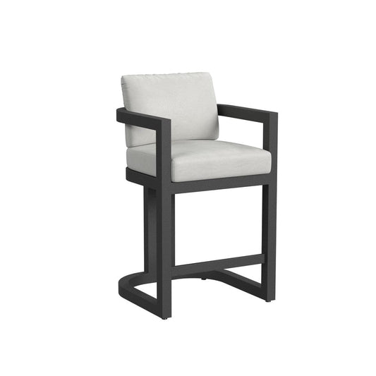 Sunset West - Malibu Barstool in Cast Silver, No Welt - Blacks - SW7101-7B-SLVR-STKIT view 1