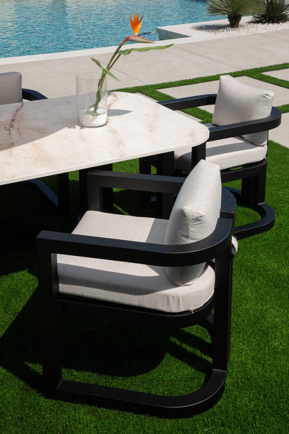 Sunset West - Malibu Dining Chair in Cast Silver, No Welt - Blacks - SW7101-1-SLVR-STKIT view 7