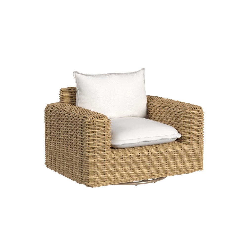 Sunset West - Playa Oversized Swivel Club Chair in Soothe Pearl w/ Flange Welt - Medium Wood - SW7001-215S-PR-STKIT view 1