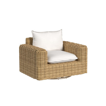 Sunset West - Playa Oversized Swivel Club Chair in Soothe Pearl w/ Flange Welt - Medium Wood - SW7001-215S-PR-STKIT view 1