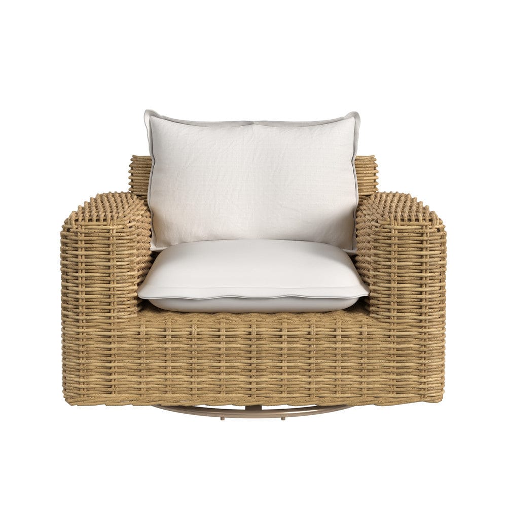Sunset West - Playa Oversized Swivel Club Chair in Soothe Pearl w/ Flange Welt - Medium Wood - SW7001-215S-PR-STKIT view 2