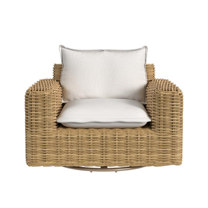 Sunset West - Playa Oversized Swivel Club Chair in Soothe Pearl w/ Flange Welt - Medium Wood - SW7001-215S-PR-STKIT view 2