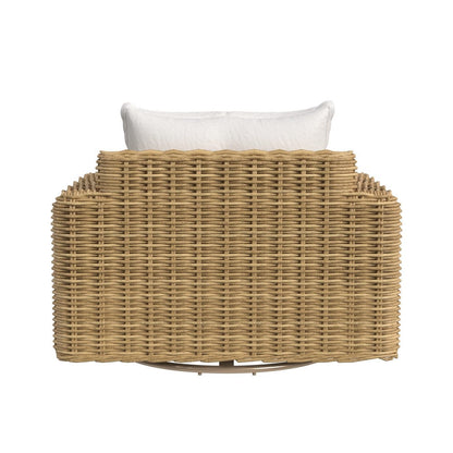Sunset West - Playa Oversized Swivel Club Chair in Soothe Pearl w/ Flange Welt - Medium Wood - SW7001-215S-PR-STKIT view 4