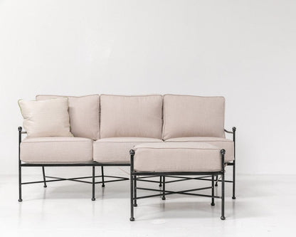 Sunset West - Provence Ottoman in Canvas White w/ Self Welt - Blacks - SW3201-OTT-57003 view 3