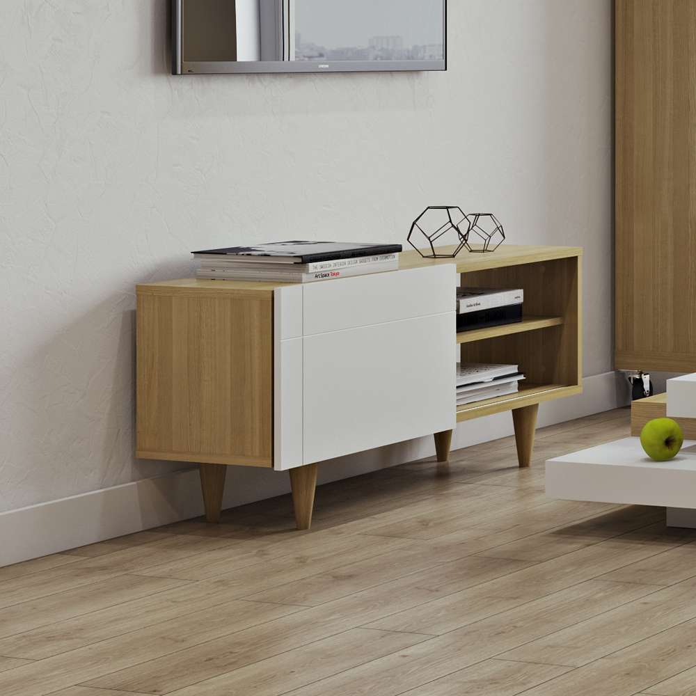 TEMAHOME - Cruz Tv Table in Oak / Pure White - 9003639036 veiw 6