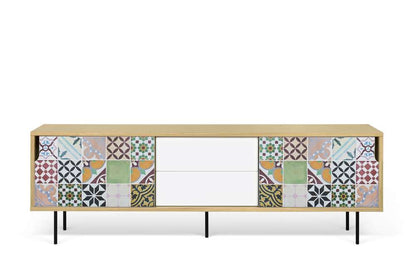TEMAHOME - Dann 201 Tiles Patchwork Sideboard in Oak / Pure White & Vinyl / Black - 9500404825 veiw 1