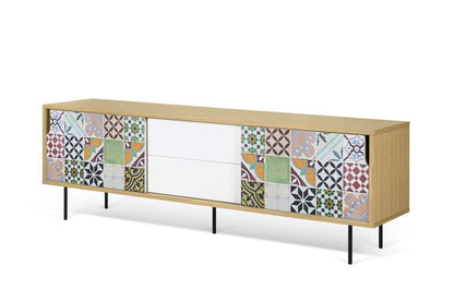 TEMAHOME - Dann 201 Tiles Patchwork Sideboard in Oak / Pure White & Vinyl / Black - 9500404825 veiw 3