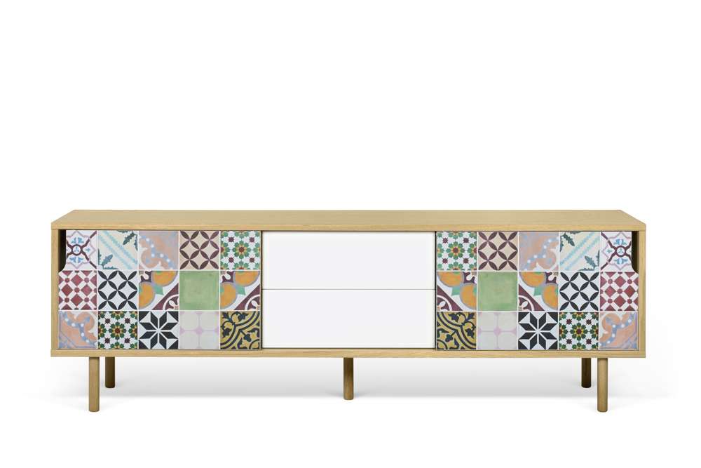 TEMAHOME - Dann 201 Tiles Patchwork Sideboard in Oak / Pure White & Vinyl / Oak - 9500404801 veiw 1