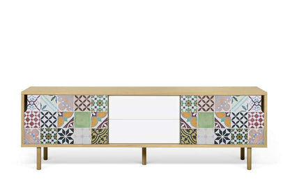 TEMAHOME - Dann 201 Tiles Patchwork Sideboard in Oak / Pure White & Vinyl / Oak - 9500404801 veiw 1